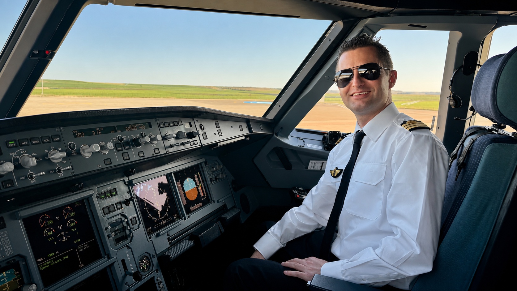 Airbus A320 cockpit during Base Training